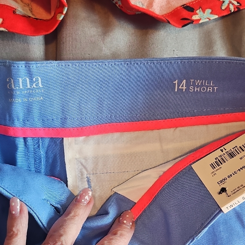 a.n.a Blue and Pink Twill Shorts - Picture 2 of 6